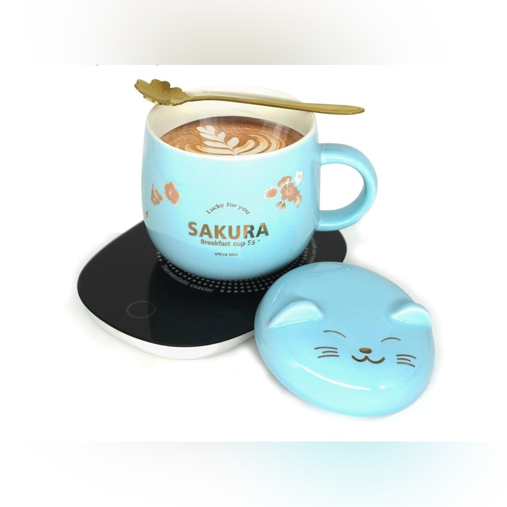 Coffee Mug Warmer Set- Gift Box Coffee Mug Set Sky Blue
